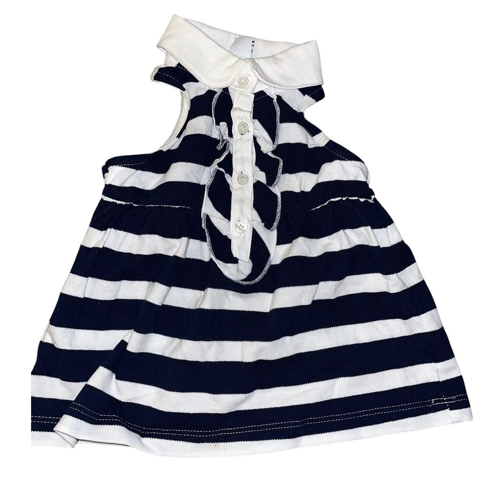 Hartstrings NEW Baby Girls Nautical Sleeveless Navy/White‎ Striped Polo Top 12M